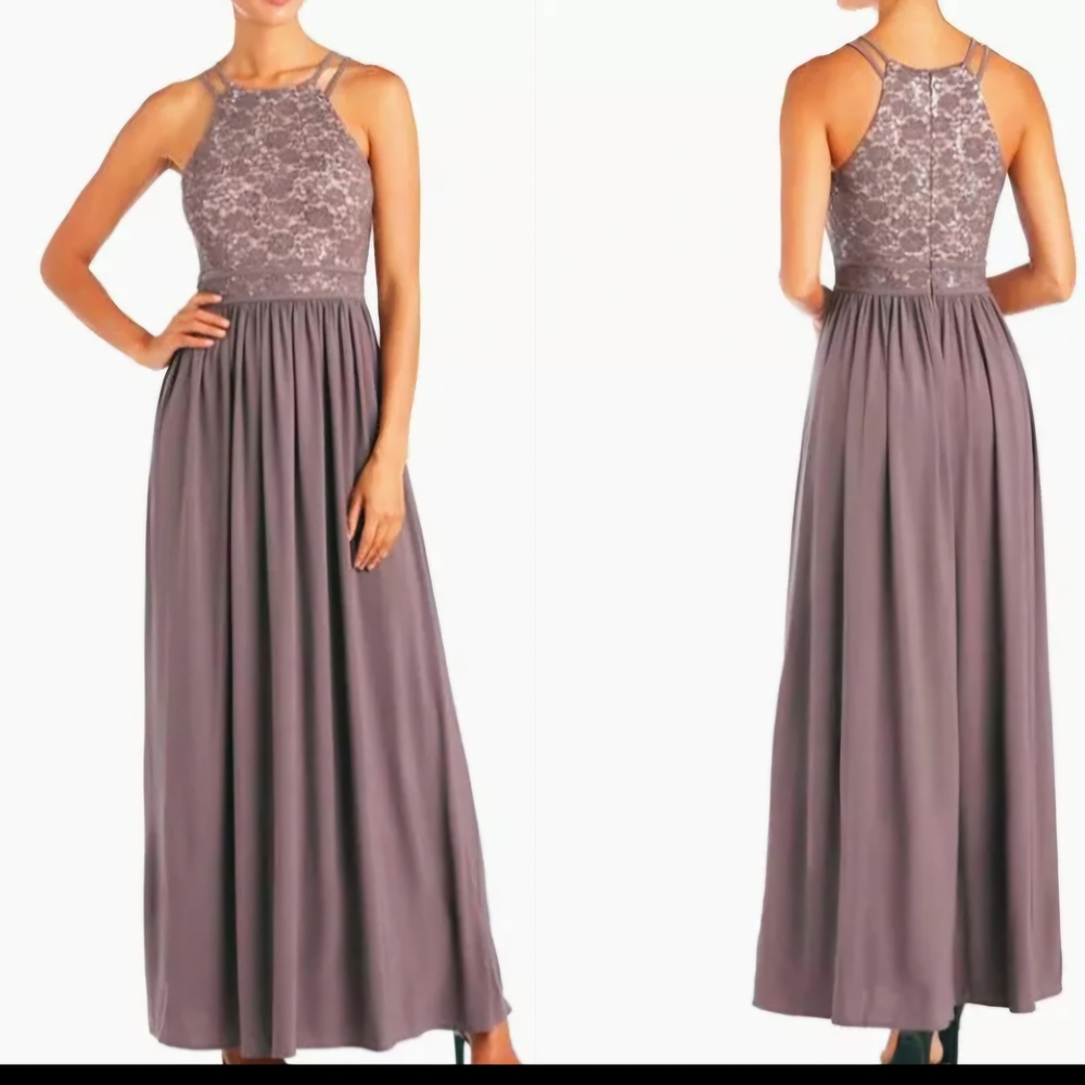 Elegant Lace Maxi Dress in Gray